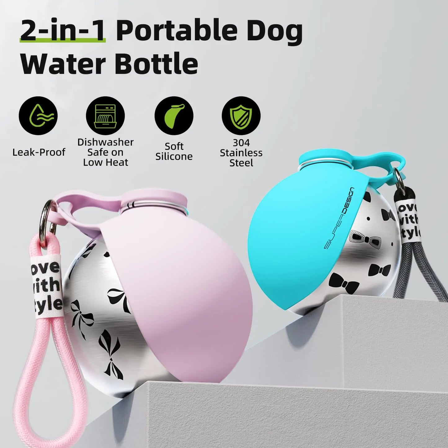 2-in-1 Portable Dog Water Bottle