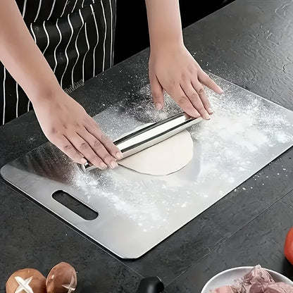 2pcs Stainless Steel Cutting Board Set - Heavy Duty Non-Slip for Meat & Vegetables