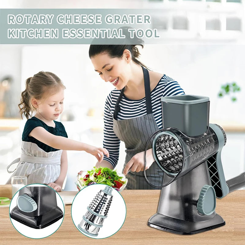 3-in-1 Rotary Cheese Grater & Vegetable Shredder