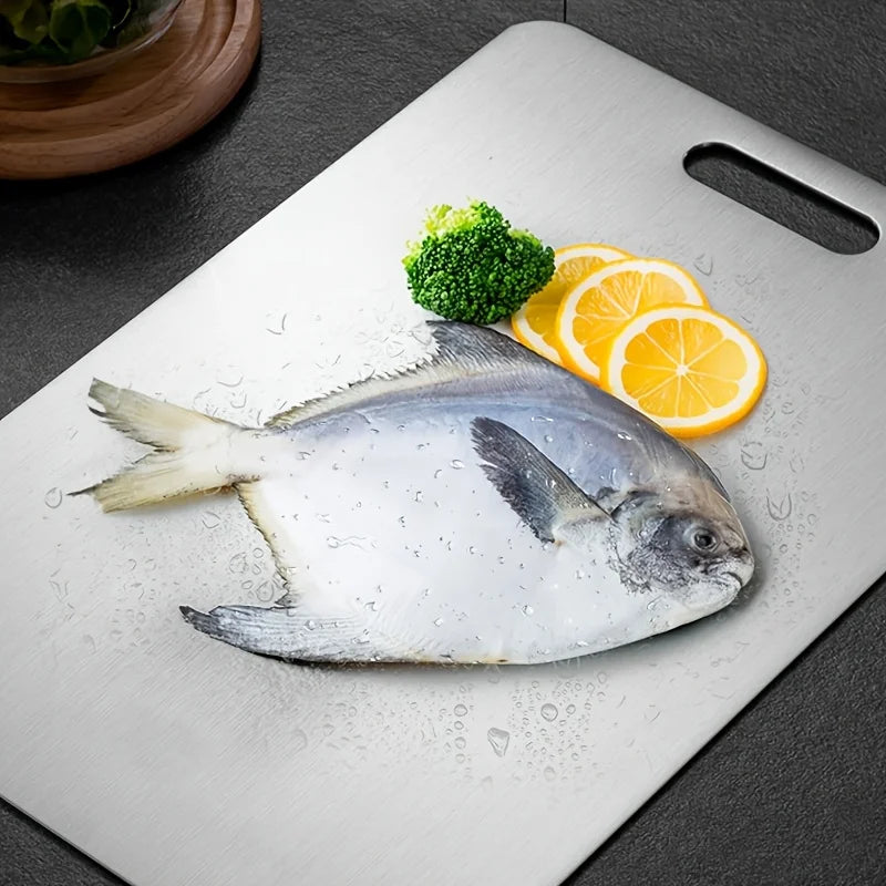 2pcs Stainless Steel Cutting Board Set - Heavy Duty Non-Slip for Meat & Vegetables