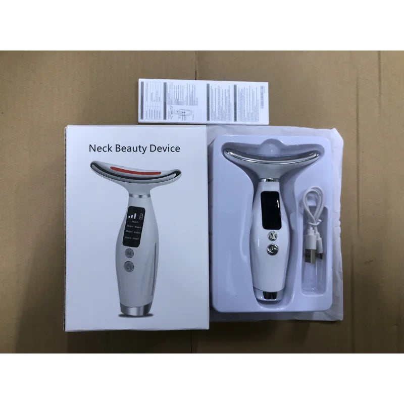 7-Colour LED Face & Neck Massager | Light Therapy + Vibration Lifting