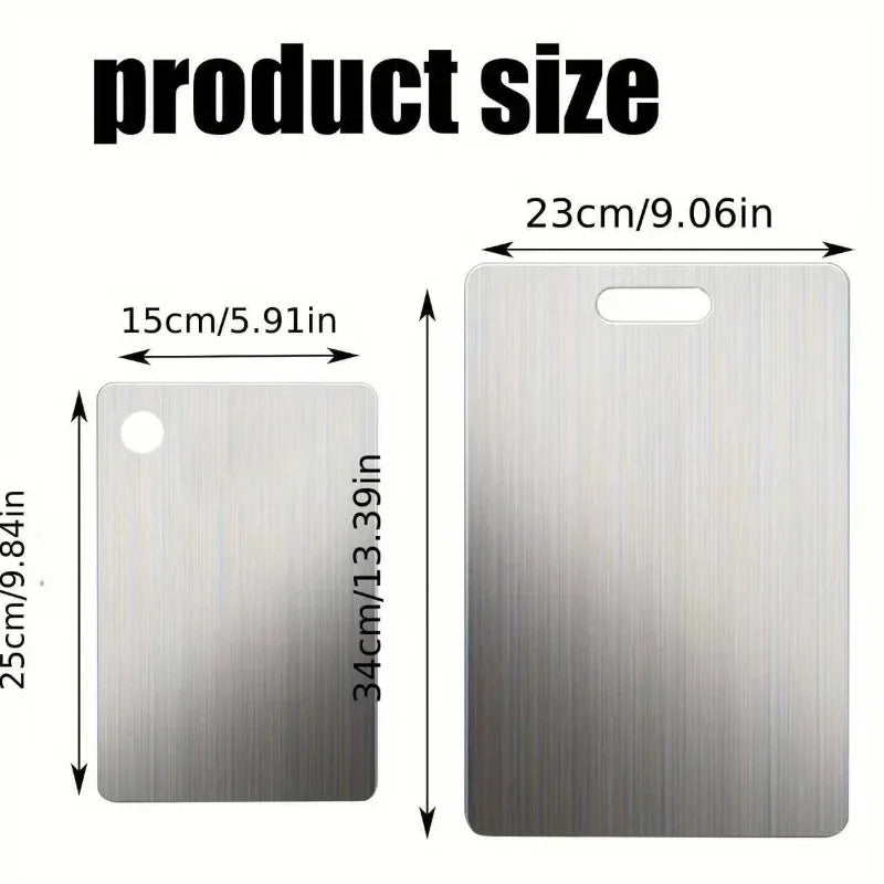 2pcs Stainless Steel Cutting Board Set - Heavy Duty Non-Slip for Meat & Vegetables