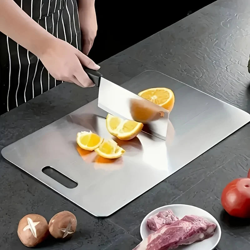 2pcs Stainless Steel Cutting Board Set - Heavy Duty Non-Slip for Meat & Vegetables