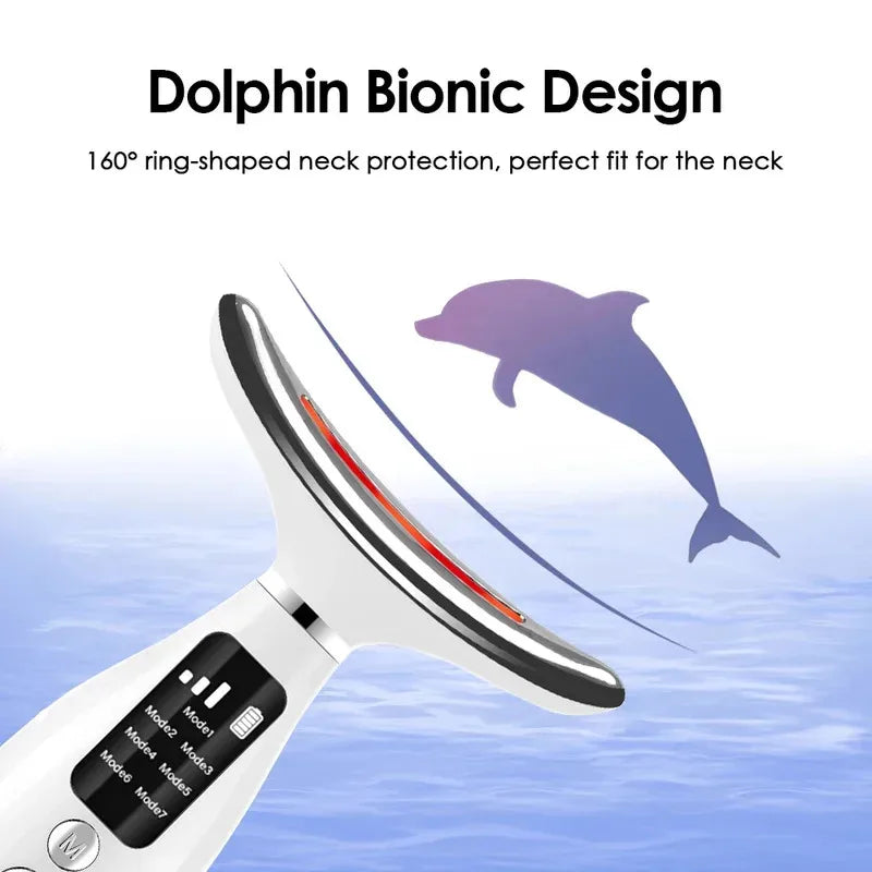7-Colour LED Face & Neck Massager | Light Therapy + Vibration Lifting