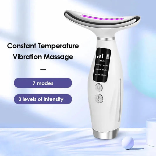 7-Colour LED Face & Neck Massager | Light Therapy + Vibration Lifting