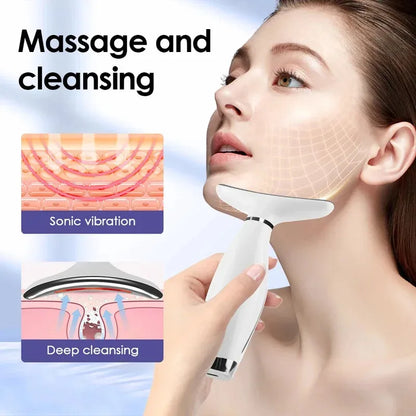 7-Colour LED Face & Neck Massager | Light Therapy + Vibration Lifting