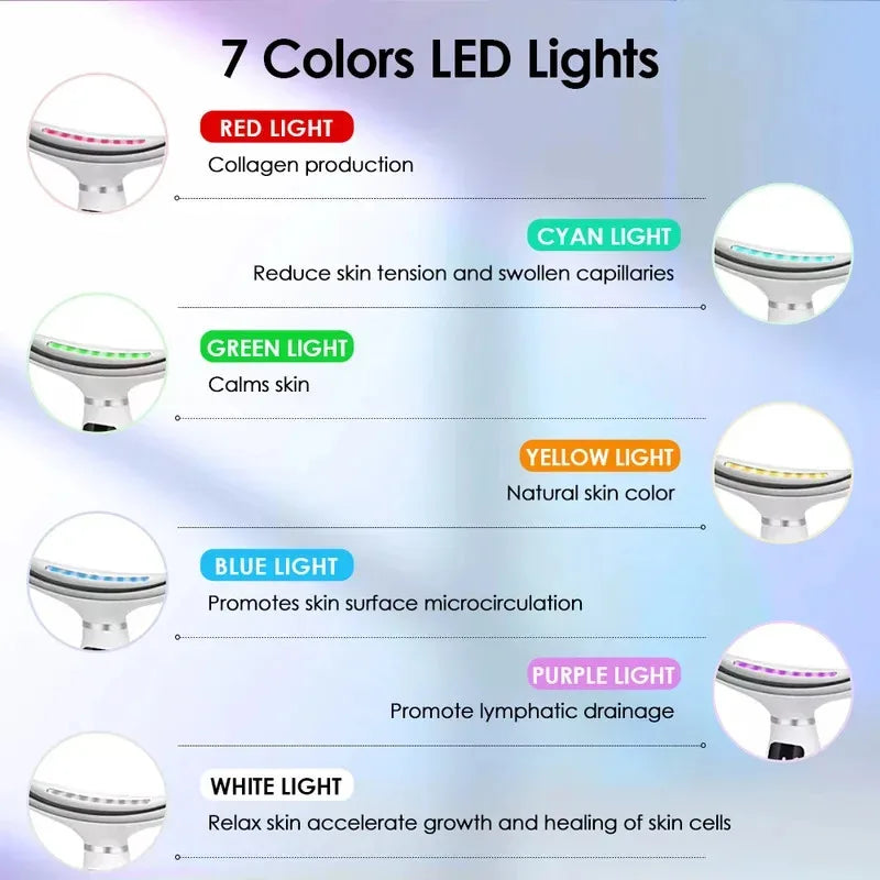 7-Colour LED Face & Neck Massager | Light Therapy + Vibration Lifting